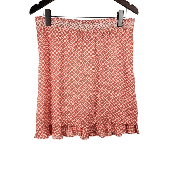 Carve Designs Skirt Geometric Design Pull On Womens Size M Orange Ruffle Hem‎ - Picture 7 of 7